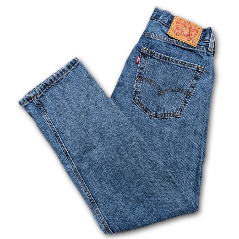 Levi's 505 Mens Jeans Blue 30x30 Straight Denim 5-Pocket Belt Loops Regular Leg
